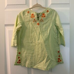 Gymboree Light Green Blouse with Floral Embroidery